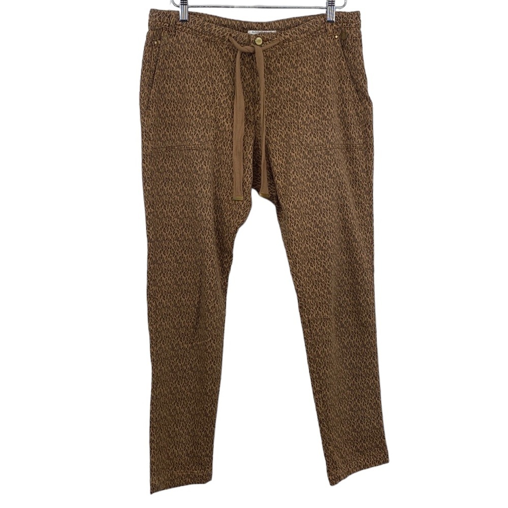 Summum Woman‎ Leopard Print Pants Womens 40 Large Brown Slim Leg Luxury Casual
